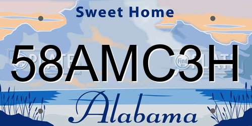 58AMC3H Alabama License Plate