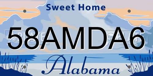58AMDA6 Alabama License Plate