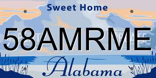 58AMRME Alabama License Plate