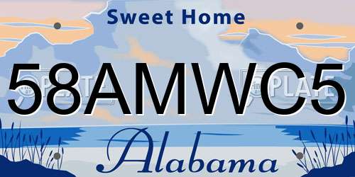 58AMWC5 Alabama License Plate
