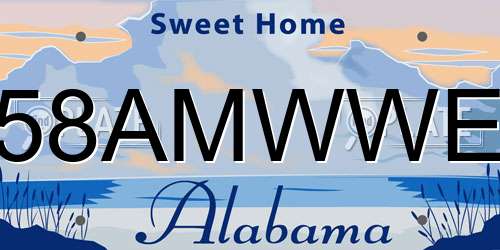 58AMWWE Alabama License Plate