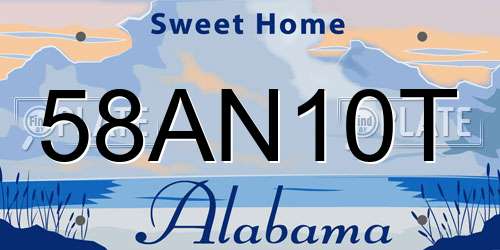 58AN10T Alabama License Plate