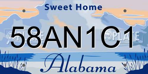 58AN1C1 Alabama License Plate