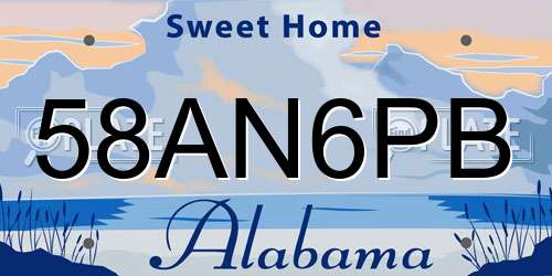 58AN6PB Alabama License Plate