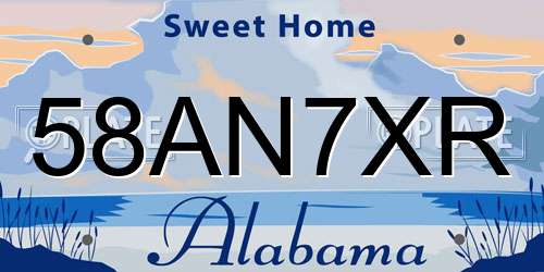 58AN7XR Alabama License Plate