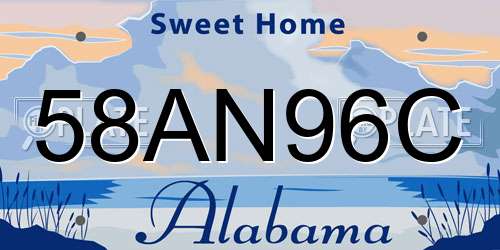 58AN96C Alabama License Plate