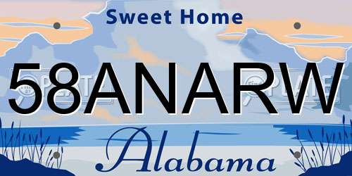 58ANARW Alabama License Plate