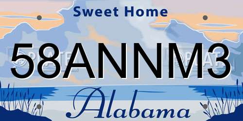 58ANNM3 Alabama License Plate