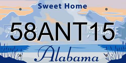 58ANT15 Alabama License Plate