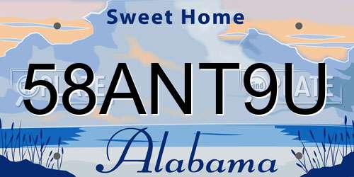 58ANT9U Alabama License Plate