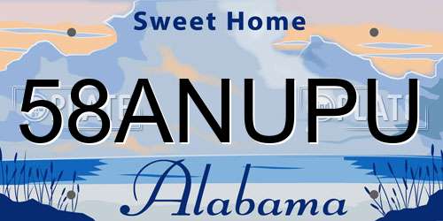 58ANUPU Alabama License Plate