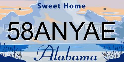58ANYAE Alabama License Plate