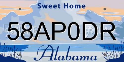 58AP0DR Alabama License Plate