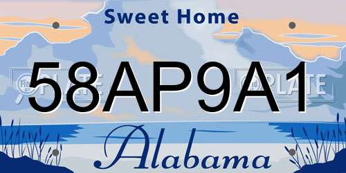 58AP9A1 Alabama License Plate