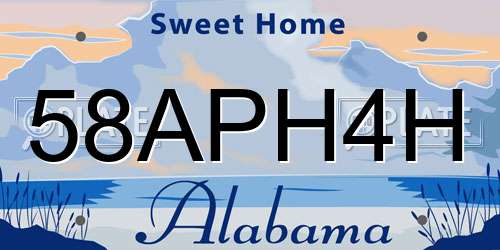 58APH4H Alabama License Plate