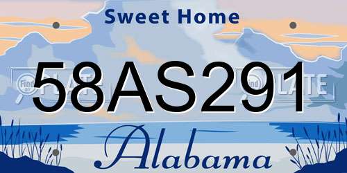 58AS291 Alabama License Plate