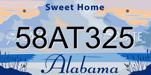 58AT325 Alabama License Plate