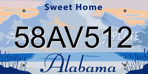 58AV512 Alabama License Plate
