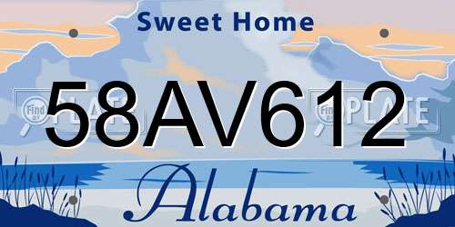 58AV612 Alabama License Plate