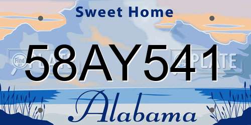 58AY541 Alabama License Plate