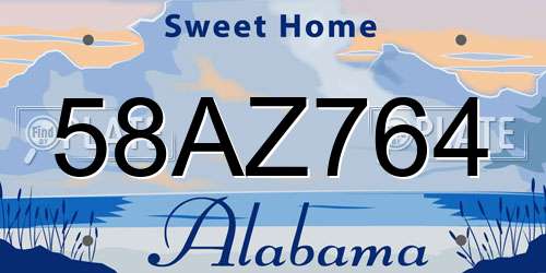 58AZ764 Alabama License Plate