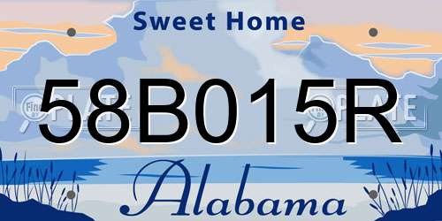 58B015R Alabama License Plate
