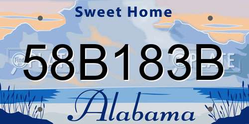 58B183B Alabama License Plate