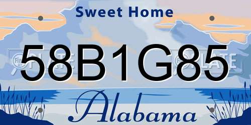58B1G85 Alabama License Plate