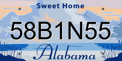 58B1N55 Alabama License Plate
