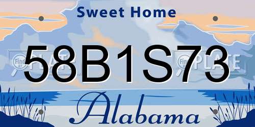58B1S73 Alabama License Plate