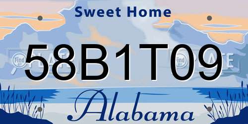 58B1T09 Alabama License Plate