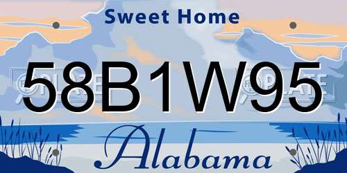 58B1W95 Alabama License Plate