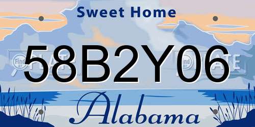 58B2Y06 Alabama License Plate