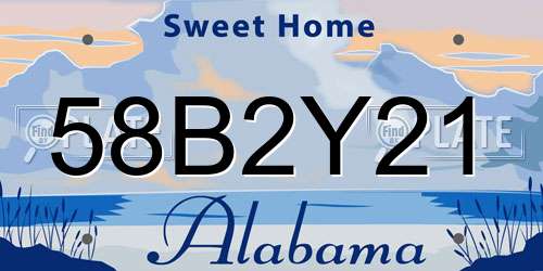 58B2Y21 Alabama License Plate