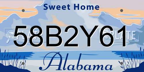 58B2Y61 Alabama License Plate