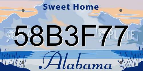 58B3F77 Alabama License Plate