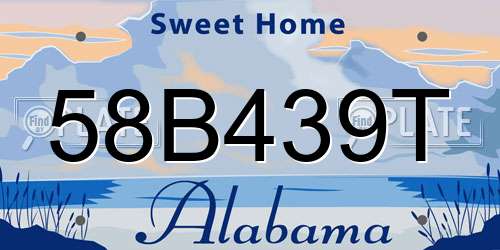58B439T Alabama License Plate