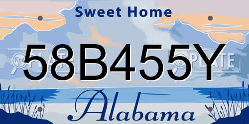58B455Y Alabama License Plate
