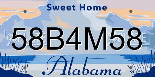 58B4M58 Alabama License Plate