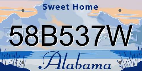 58B537W Alabama License Plate