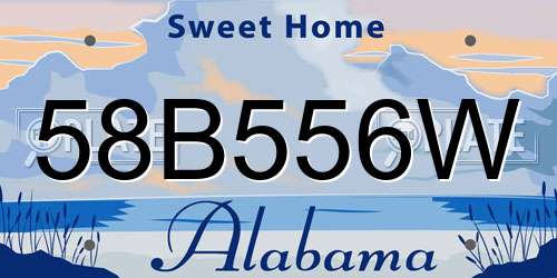 58B556W Alabama License Plate