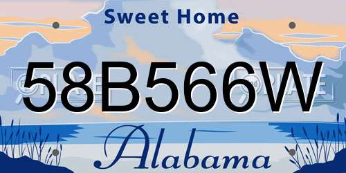 58B566W Alabama License Plate
