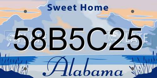 58B5C25 Alabama License Plate