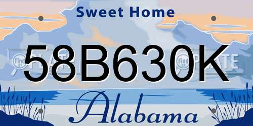 58B630K Alabama License Plate