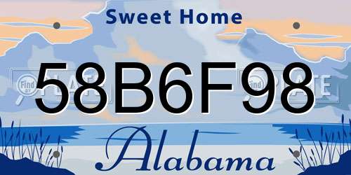 58B6F98 Alabama License Plate