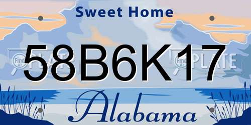58B6K17 Alabama License Plate