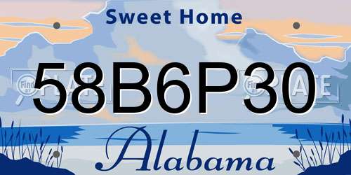 58B6P30 Alabama License Plate