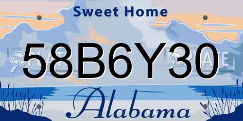 58B6Y30 Alabama License Plate