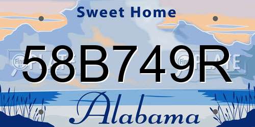 58B749R Alabama License Plate