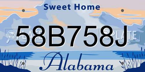 58B758J Alabama License Plate